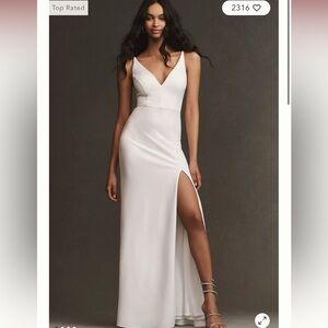 BHLDN STELLA SLEEVELESS V-NECK STRETCH CREPE MAXI DRESS